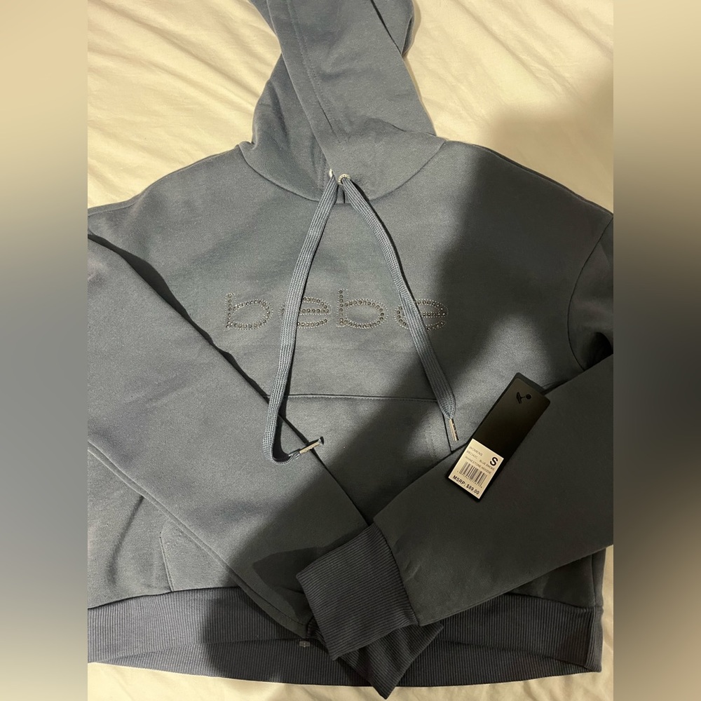 Blue BeBe Cropped Hoodie With Gems, Size S in Women